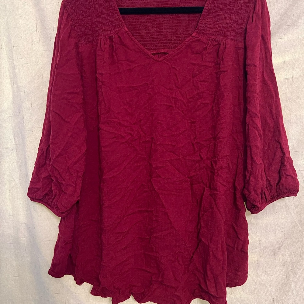 Torrid Red Puff Sleeve Relaxed Blouse